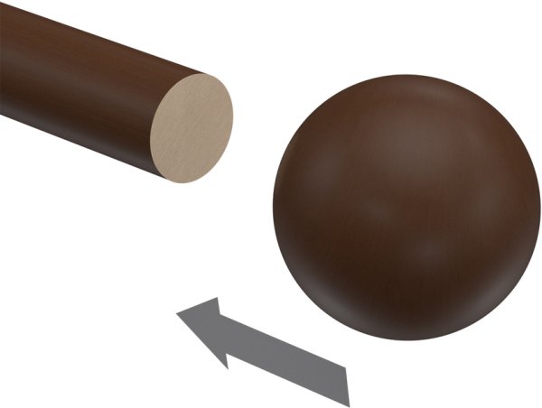 Endstücke Geo (Kugel) Nussbaum lackiert für Gardinenstangen 16 mm Ø (2 Stück)