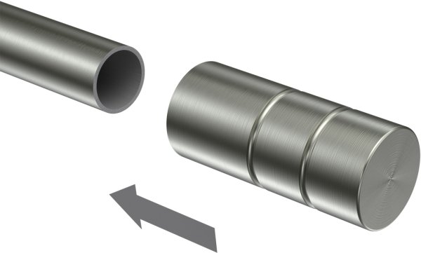 Endstücke Caras (Rillenzylinder) Edelstahl-Optik für Gardinenstangen 16 mm Ø (2 Stück)