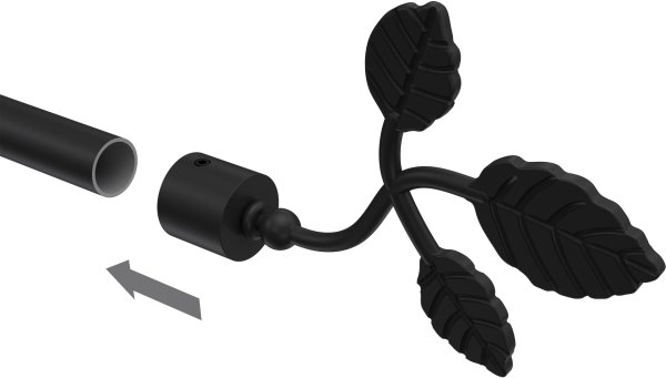 Endstücke Alessia (Blatt) Schwarz für Gardinenstangen 16 mm Ø (2 Stück)