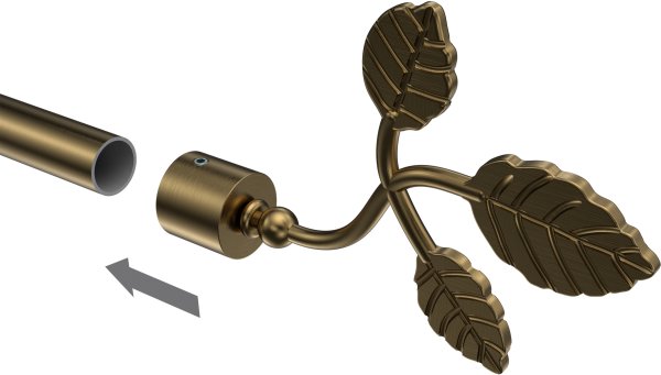 Endstücke Alessia (Blatt) Messing Antik für Gardinenstangen 16 mm Ø (2 Stück)