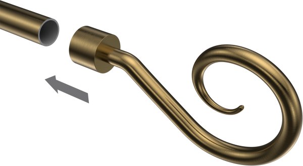 Endstücke Allegra (Spirale) Messing Antik für Gardinenstangen 16 mm Ø (2 Stück)