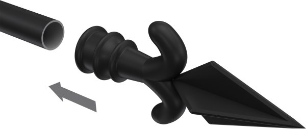 Endstücke Matteo (Pfeil) Schwarz für Gardinenstangen 16 mm Ø (2 Stück)