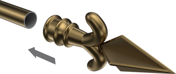 Endstücke Matteo (Pfeil) Messing Antik für Gardinenstangen 16 mm Ø (2 Stück)