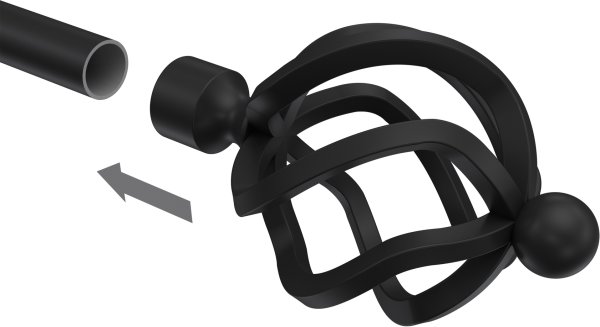 Endstücke Paolo (Schmiedekugel) Schwarz für Gardinenstangen 16 mm Ø (2 Stück)