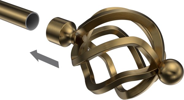 Endstücke Paolo (Schmiedekugel) Messing Antik für Gardinenstangen 16 mm Ø (2 Stück)