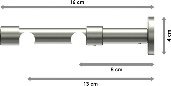 Träger Sinux Edelstahl-Optik 2-läufig 8 und 13 cm für Gardinenstangen 16 mm Ø