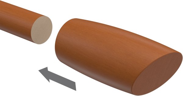Endstücke Etta (Ellipse / Schräge) Kirschbaum lackiert für Gardinenstangen 20 mm Ø (2 Stück)