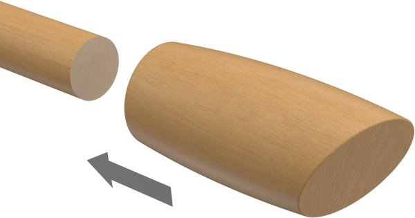 Endstücke Etta (Ellipse / Schräge) Buche lackiert für Gardinenstangen 20 mm Ø (2 Stück)