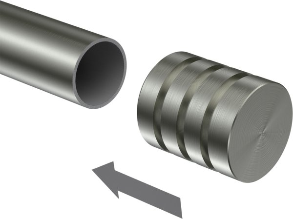 Endstücke Fario (Rillenkappe) Edelstahl für Gardinenstangen 20 mm Ø (2 Stück)