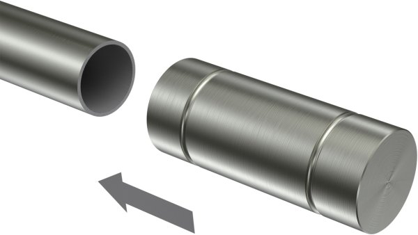 Endstücke Elias (Rillenzylinder) Edelstahl für Gardinenstangen 20 mm Ø (2 Stück)
