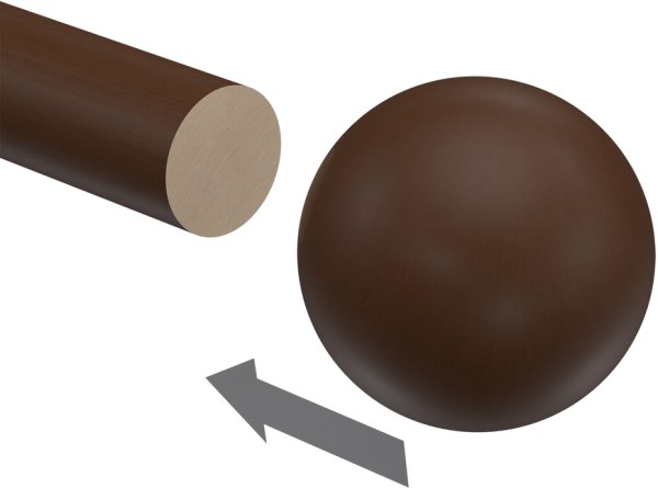 Endstücke Luina (Kugel) Nussbaum lackiert für Gardinenstangen 20 mm Ø (2 Stück)