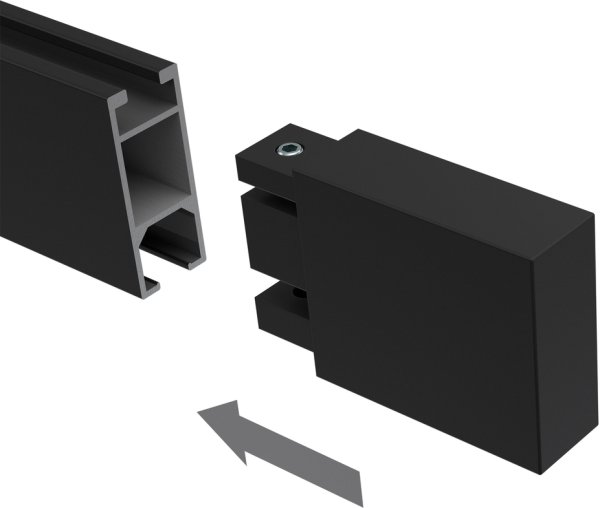 Endstücke Lox (Quader) Schwarz für Innenlaufstangen 14x35 mm (2 Stück)