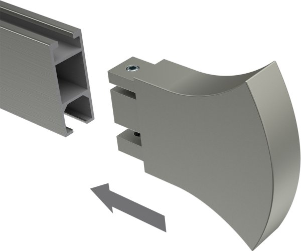 Endstücke Conex (Rundung) Edelstahl-Optik für Innenlaufstangen 14x35 mm (2 Stück)