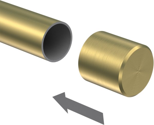 Endstücke Santo (Kappe) Messing-Optik für Gardinenstangen 20 mm Ø (2 Stück)