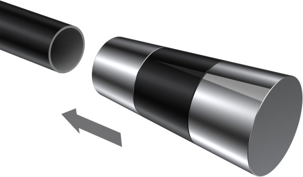 Endstücke Tanara (Konus) Chrom / Schwarz für Gardinenstangen 20 mm Ø (2 Stück)