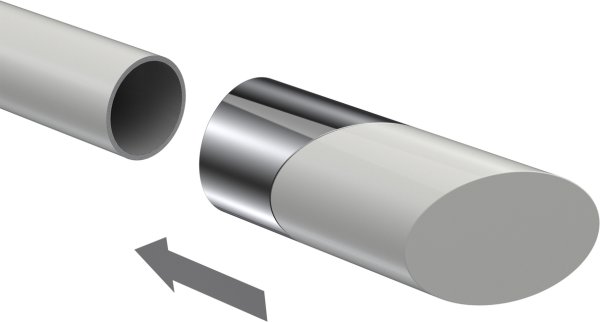 Endstücke Verano (Schräge) Chrom / Weiß für Gardinenstangen 20 mm Ø (2 Stück)