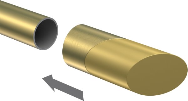 Endstücke Verano (Schräge) Messing-Optik / Satin-Gold für Gardinenstangen 20 mm Ø (2 Stück)