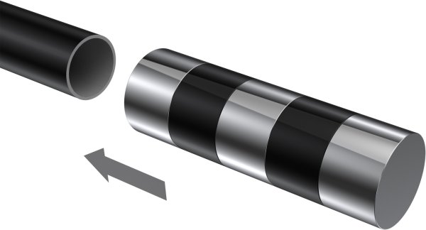 Endstücke Mavell (Zylinder) Chrom / Schwarz für Gardinenstangen 20 mm Ø (2 Stück)