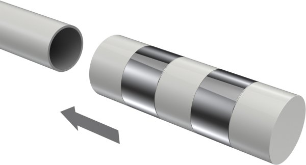 Endstücke Mavell (Zylinder) Weiß / Chrom für Gardinenstangen 20 mm Ø (2 Stück)