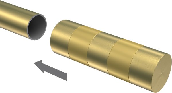 Endstücke Mavell (Zylinder) Messing-Optik / Satin-Gold für Gardinenstangen 20 mm Ø (2 Stück)