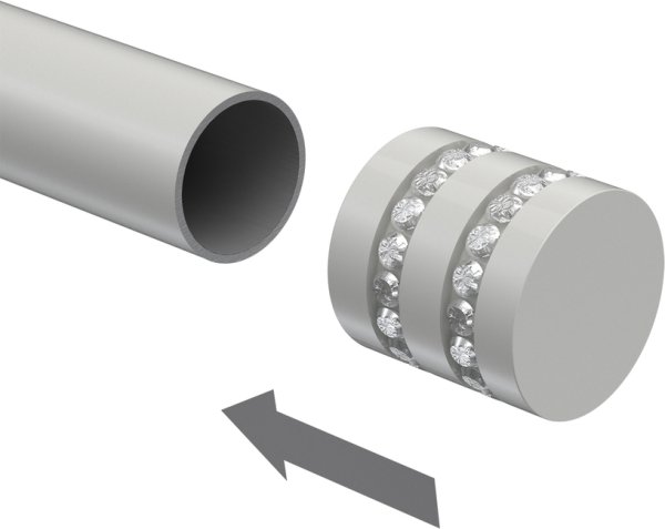 Endstücke Estana (Kappe Glitzer) Weiß für Gardinenstangen 20 mm Ø (2 Stück)