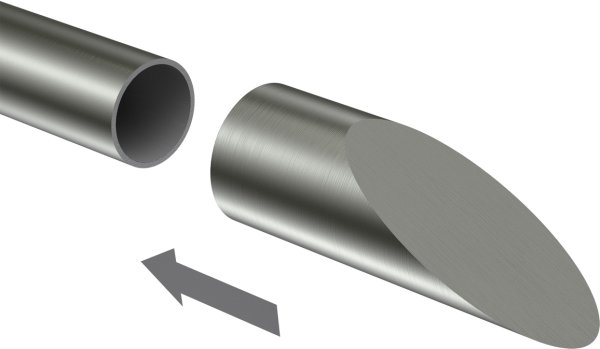 Endstücke Nevia (Schräge) Edelstahl für Gardinenstangen 20 mm Ø (2 Stück)