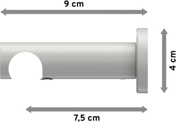 Träger Platon Weiß 1-läufig 7,5 cm für Gardinenstangen 20 mm Ø