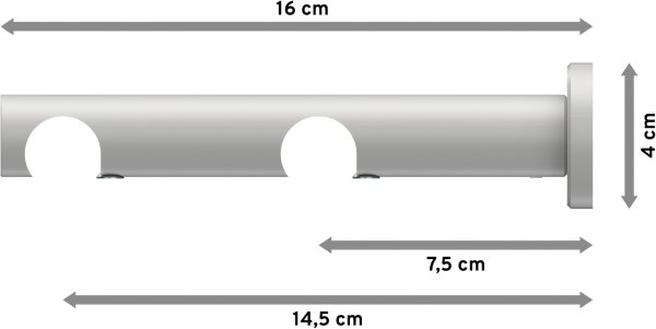 Träger Platon Weiß 2-läufig 7,5 und 14,5 cm für Gardinenstangen 20 mm Ø