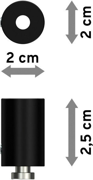 Deckenträger Sonius Schwarz 1-läufig 2,5 cm für Innenlaufstangen 20 mm Ø / 14x35 mm (2 Stück)