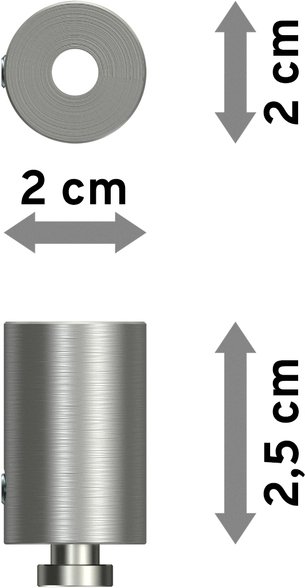 Deckenträger Sonius Edelstahl-Optik 1-läufig 2,5 cm für Innenlaufstangen 20 mm Ø / 14x35 mm (2 Stück)