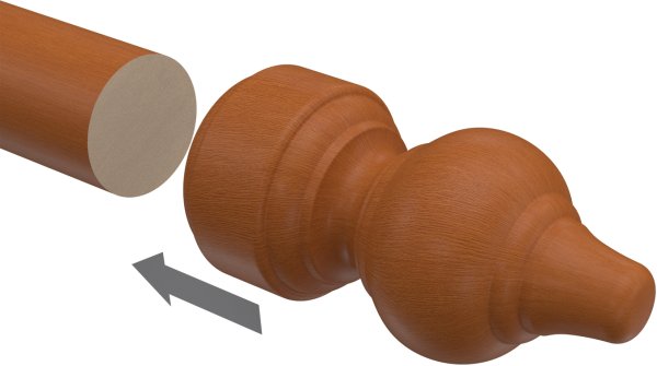 Endstücke Rondo (Rillenform) Kirschbaum lackiert für Gardinenstangen 28 mm Ø (2 Stück)