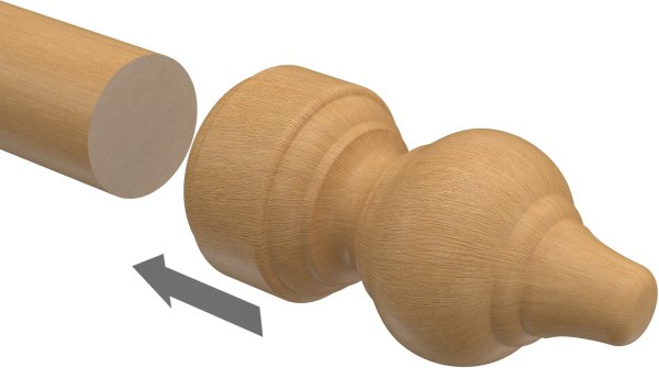 Endstücke Rondo (Rillenform) Buche lackiert für Gardinenstangen 28 mm Ø (2 Stück)