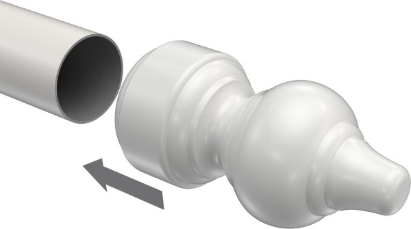 Endstücke Rondo (Rillenform) Weiß für Gardinenstangen 28 mm Ø (2 Stück)