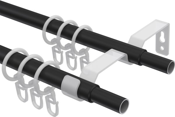 Ausziehbare Gardinenstange Metall / Kunststoff 16/13 mm 2-läufig Ø HERA - Livo Schwarz