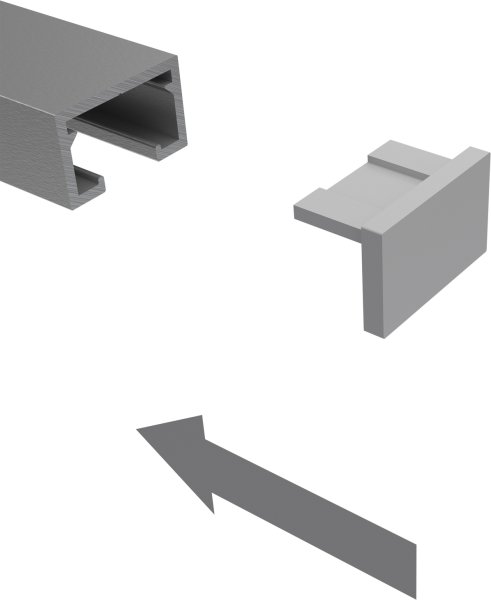 Endkappen für Gardinenschienen PRIMAX 1-läufig Silbergrau (2 Stück)