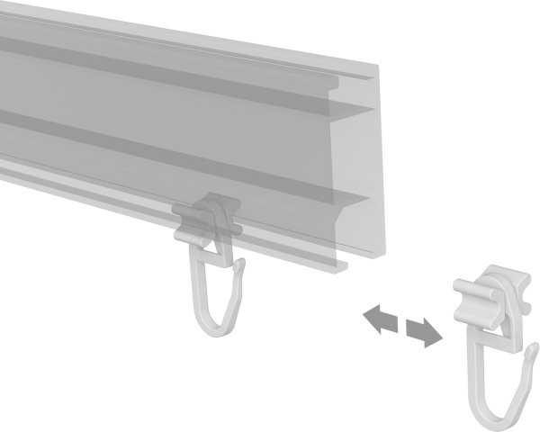 Faltengleiter / X-Gleiter mit Faltenhaken Kunststoff für Gardinenschienen / Innenlaufstangen (100 Stück)
