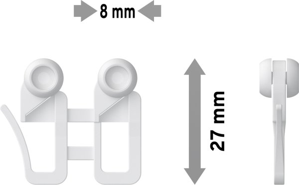 Schleuderwagen mit Innenlaufrollen u. Faltenhaken Kunststoff für Gardinenschienen CONCEPT (4 Stück)