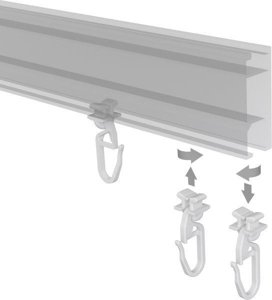 Dreh-Gleiter Drehfix mit Faltenhaken Kunststoff für Innenlaufstangen (100 Stück)