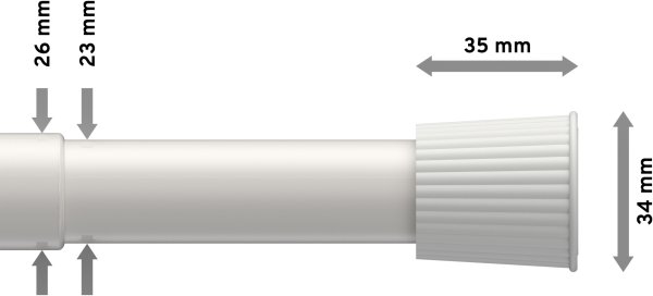 Spannstange Metall / Kunststoff 26/23 mm Ø Serrofix Weiß ausdrehbar