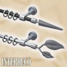 Günstige Metall Gardinenstangen mit Kunststoff-Zubehör.