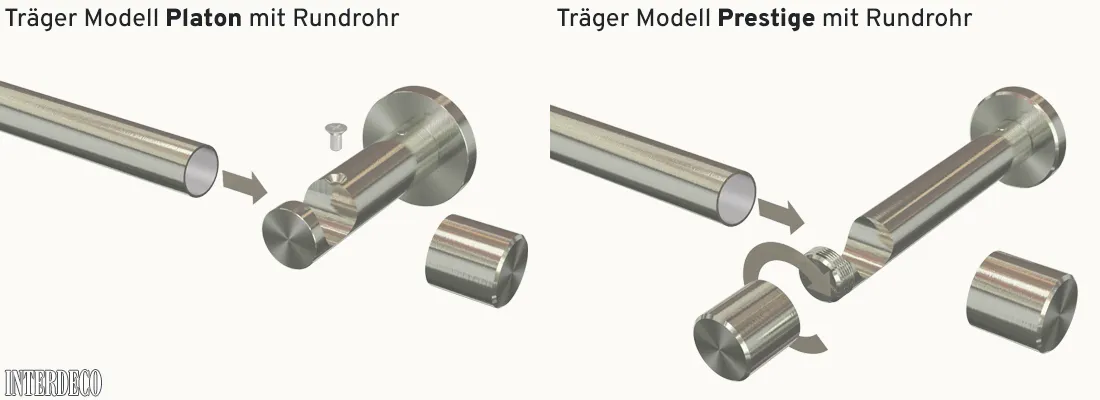 Unterschied Gardinenstangen Platon / Prestige mit Rundrohr